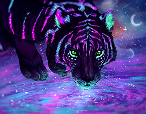 Bougimal 5D Diamant-Stickerei-Set, Tiger, Diamantmalerei-Kits, Bastelsets für Zuhause, Wanddekoration, 40 x 50 cm von Bougimal