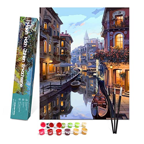 Bougimal Malen nach Zahlen für Erwachsene mit Pinseln und Acryl, zum Basteln, Malset für Erwachsene, Kinder, Senioren, Anfänger, für die Innendekoration – 40 x 50 cm (ohne Rahmen) von Bougimal