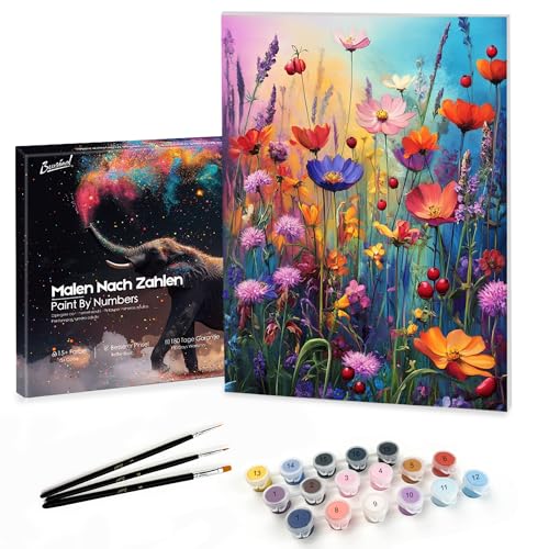 Bougimal Malen Nach Zahlen Erwachsene Landschaft Mit Rahmen inklusive Pinsel und Acrylfarben - 28 x 35 cm, Blumen 5 Bougimal Malen Nach Zahlen Erwachsene Landschaft Mit Rahmen inklusive Pinsel und Acrylfarben - 28 x 35 cm, Blumen 5 von Bougimal