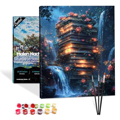 Bougimal Malen Nach Zahlen Erwachsene Landschaft Mit Rahmen inklusive Pinsel und Acrylfarben - 40 x 50 cm, Bücher 5 von Bougimal