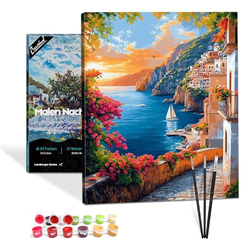 Bougimal Malen Nach Zahlen Erwachsene Landschaft Mit Rahmen inklusive Pinsel und Acrylfarben - 40 x 50 cm, Landschaft 3 von Bougimal
