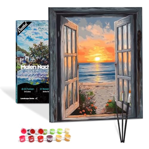 Bougimal Malen Nach Zahlen Erwachsene Landschaft Mit Rahmen inklusive Pinsel und Acrylfarben - 40 x 50 cm, Sonnenuntergang 01 Bougimal Malen Nach Zahlen Erwachsene Landschaft Mit Rahmen inklusive Pinsel und Acrylfarben - 40 x 50 cm, Sonnenuntergang 01 von Bougimal