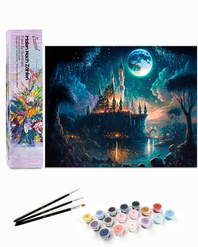 Bougimal Malen Nach Zahlen Erwachsene Landschaft Ohen Rahmen inklusive Pinsel und Acrylfarben - 28 x 35 cm, Schloss Bougimal Malen Nach Zahlen Erwachsene Landschaft Ohen Rahmen inklusive Pinsel und Acrylfarben - 28 x 35 cm, Schloss von Bougimal