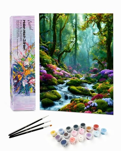 Bougimal Malen Nach Zahlen Erwachsene Landschaft Ohen Rahmen inklusive Pinsel und Acrylfarben - 28 x 35 cm, Wald Bougimal Malen Nach Zahlen Erwachsene Landschaft Ohen Rahmen inklusive Pinsel und Acrylfarben - 28 x 35 cm, Wald von Bougimal