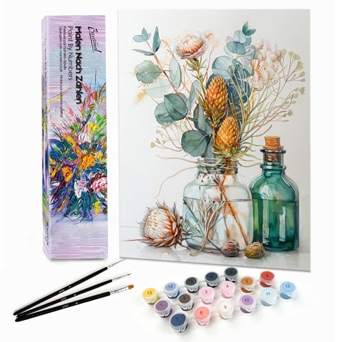 Bougimal Malen Nach Zahlen Erwachsene Landschaft Ohen Rahmen inklusive Pinsel und Acrylfarben - 28x35cm, Blumen 2 Bougimal Malen Nach Zahlen Erwachsene Landschaft Ohen Rahmen inklusive Pinsel und Acrylfarben - 28x35cm, Blumen 2 von Bougimal