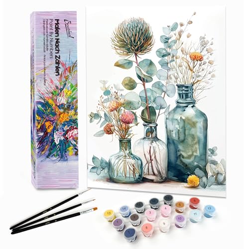 Bougimal Malen Nach Zahlen Erwachsene Landschaft Ohen Rahmen inklusive Pinsel und Acrylfarben - 28x35cm, Blumen 3 Bougimal Malen Nach Zahlen Erwachsene Landschaft Ohen Rahmen inklusive Pinsel und Acrylfarben - 28x35cm, Blumen 3 von Bougimal