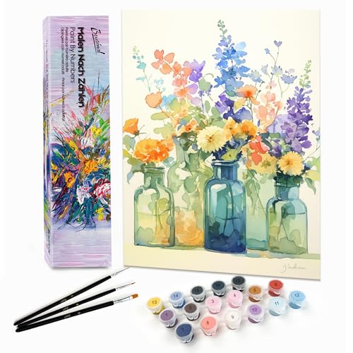 Bougimal Malen Nach Zahlen Erwachsene Landschaft Ohen Rahmen inklusive Pinsel und Acrylfarben - 28x35cm, Bunte Blumen 10 Bougimal Malen Nach Zahlen Erwachsene Landschaft Ohen Rahmen inklusive Pinsel und Acrylfarben - 28x35cm, Bunte Blumen 10 von Bougimal