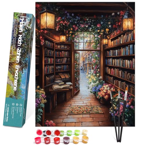 Bougimal Malen Nach Zahlen Erwachsene Landschaft Ohen Rahmen inklusive Pinsel und Acrylfarben - 40 x 50 cm, Bibliothek 3 Bougimal Malen Nach Zahlen Erwachsene Landschaft Ohen Rahmen inklusive Pinsel und Acrylfarben - 40 x 50 cm, Bibliothek 3 von Bougimal