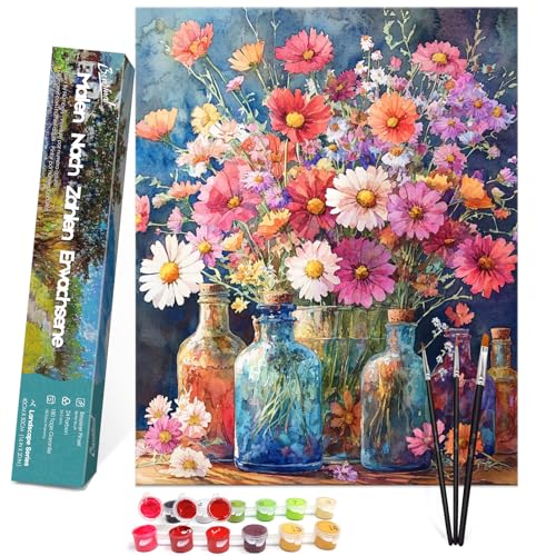 Bougimal Malen Nach Zahlen Erwachsene Landschaft Ohen Rahmen inklusive Pinsel und Acrylfarben - 40 x 50 cm, Blume 3 Bougimal Malen Nach Zahlen Erwachsene Landschaft Ohen Rahmen inklusive Pinsel und Acrylfarben - 40 x 50 cm, Blume 3 von Bougimal