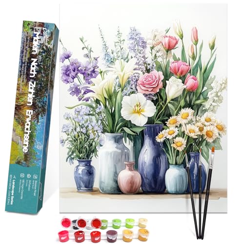 Bougimal Malen Nach Zahlen Erwachsene Landschaft Ohen Rahmen inklusive Pinsel und Acrylfarben - 40 x 50 cm, Blumen 9 Bougimal Malen Nach Zahlen Erwachsene Landschaft Ohen Rahmen inklusive Pinsel und Acrylfarben - 40 x 50 cm, Blumen 9 von Bougimal