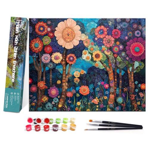 Bougimal Malen Nach Zahlen Erwachsene Landschaft Ohen Rahmen inklusive Pinsel und Acrylfarben - 40 x 50 cm, Blumenbaum 3 Bougimal Malen Nach Zahlen Erwachsene Landschaft Ohen Rahmen inklusive Pinsel und Acrylfarben - 40 x 50 cm, Blumenbaum 3 von Bougimal