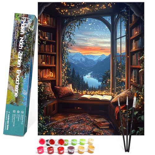 Bougimal Malen Nach Zahlen Erwachsene Landschaft Ohen Rahmen inklusive Pinsel und Acrylfarben - 40 x 50 cm, Bücherregal Bougimal Malen Nach Zahlen Erwachsene Landschaft Ohen Rahmen inklusive Pinsel und Acrylfarben - 40 x 50 cm, Bücherregal von Bougimal