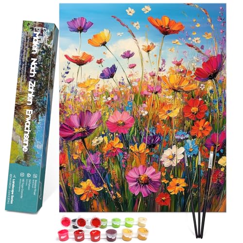 Bougimal Malen Nach Zahlen Erwachsene Landschaft Ohen Rahmen inklusive Pinsel und Acrylfarben - 40 x 50 cm, Bunte Blumen 1 Bougimal Malen Nach Zahlen Erwachsene Landschaft Ohen Rahmen inklusive Pinsel und Acrylfarben - 40 x 50 cm, Bunte Blumen 1 von Bougimal