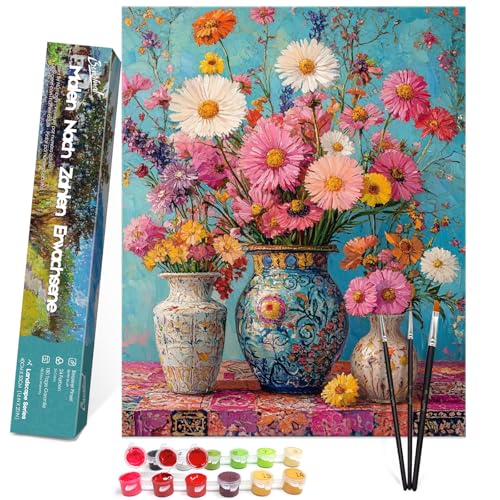 Bougimal Malen Nach Zahlen Erwachsene Landschaft Ohen Rahmen inklusive Pinsel und Acrylfarben - 40 x 50 cm, Bunte Blumen 6 Bougimal Malen Nach Zahlen Erwachsene Landschaft Ohen Rahmen inklusive Pinsel und Acrylfarben - 40 x 50 cm, Bunte Blumen 6 von Bougimal