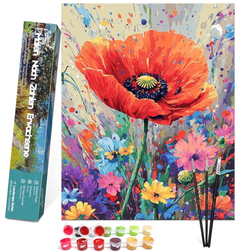 Bougimal Malen Nach Zahlen Erwachsene Landschaft Ohen Rahmen inklusive Pinsel und Acrylfarben - 40 x 50 cm, Bunte Blumen 8 Bougimal Malen Nach Zahlen Erwachsene Landschaft Ohen Rahmen inklusive Pinsel und Acrylfarben - 40 x 50 cm, Bunte Blumen 8 von Bougimal