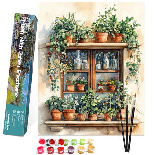 Bougimal Malen Nach Zahlen Erwachsene Landschaft Ohen Rahmen inklusive Pinsel und Acrylfarben - 40 x 50 cm, Fensterpflanze 5 Bougimal Malen Nach Zahlen Erwachsene Landschaft Ohen Rahmen inklusive Pinsel und Acrylfarben - 40 x 50 cm, Fensterpflanze 5 von Bougimal