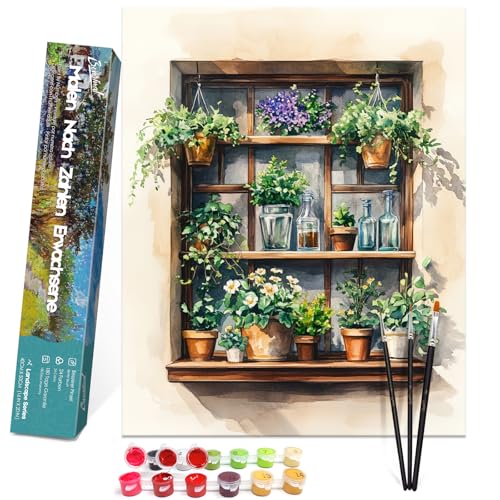 Bougimal Malen Nach Zahlen Erwachsene Landschaft Ohen Rahmen inklusive Pinsel und Acrylfarben - 40 x 50 cm, Fensterpflanze 6 Bougimal Malen Nach Zahlen Erwachsene Landschaft Ohen Rahmen inklusive Pinsel und Acrylfarben - 40 x 50 cm, Fensterpflanze 6 von Bougimal