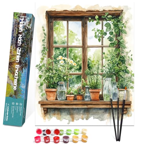 Bougimal Malen Nach Zahlen Erwachsene Landschaft Ohen Rahmen inklusive Pinsel und Acrylfarben - 40 x 50 cm, Fensterpflanze Bougimal Malen Nach Zahlen Erwachsene Landschaft Ohen Rahmen inklusive Pinsel und Acrylfarben - 40 x 50 cm, Fensterpflanze von Bougimal