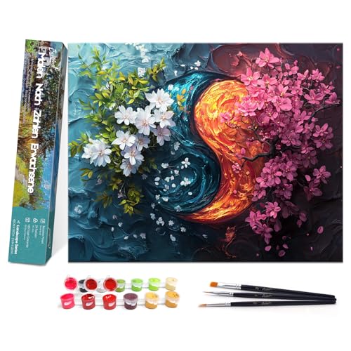 Bougimal Malen Nach Zahlen Erwachsene Landschaft Ohen Rahmen inklusive Pinsel und Acrylfarben - 40 x 50 cm, Landschaftsblumen 1 Bougimal Malen Nach Zahlen Erwachsene Landschaft Ohen Rahmen inklusive Pinsel und Acrylfarben - 40 x 50 cm, Landschaftsblumen 1 von Bougimal
