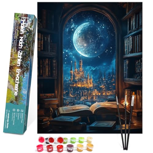 Bougimal Malen Nach Zahlen Erwachsene Landschaft Ohen Rahmen inklusive Pinsel und Acrylfarben - 40 x 50 cm, Lesen unter dem Mond Bougimal Malen Nach Zahlen Erwachsene Landschaft Ohen Rahmen inklusive Pinsel und Acrylfarben - 40 x 50 cm, Lesen unter dem Mond von Bougimal