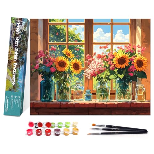 Bougimal Malen Nach Zahlen Erwachsene Landschaft Ohen Rahmen inklusive Pinsel und Acrylfarben - 40 x 50 cm, Sonnenblume 2 Bougimal Malen Nach Zahlen Erwachsene Landschaft Ohen Rahmen inklusive Pinsel und Acrylfarben - 40 x 50 cm, Sonnenblume 2 von Bougimal