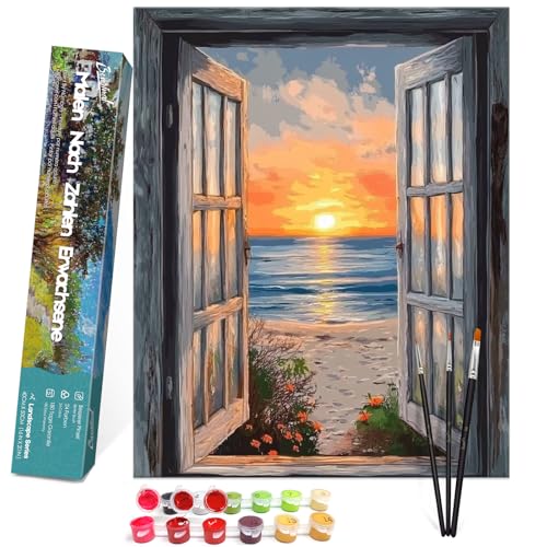 Bougimal Malen Nach Zahlen Erwachsene Landschaft Ohen Rahmen inklusive Pinsel und Acrylfarben - 40 x 50 cm, Sonnenuntergang 01 Bougimal Malen Nach Zahlen Erwachsene Landschaft Ohen Rahmen inklusive Pinsel und Acrylfarben - 40 x 50 cm, Sonnenuntergang 01 von Bougimal