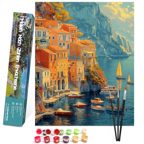Bougimal Malen Nach Zahlen Erwachsene Landschaft Ohen Rahmen inklusive Pinsel und Acrylfarben - 40 x 50 cm, Stadt Bougimal Malen Nach Zahlen Erwachsene Landschaft Ohen Rahmen inklusive Pinsel und Acrylfarben - 40 x 50 cm, Stadt von Bougimal