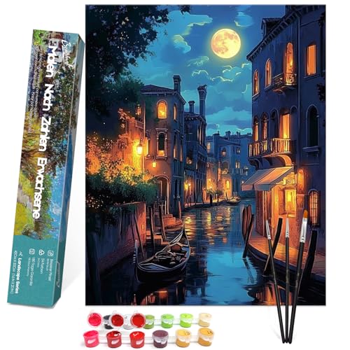 Bougimal Malen Nach Zahlen Erwachsene Landschaft Ohen Rahmen inklusive Pinsel und Acrylfarben - 40 x 50 cm, Wasserstadt 2 Bougimal Malen Nach Zahlen Erwachsene Landschaft Ohen Rahmen inklusive Pinsel und Acrylfarben - 40 x 50 cm, Wasserstadt 2 von Bougimal