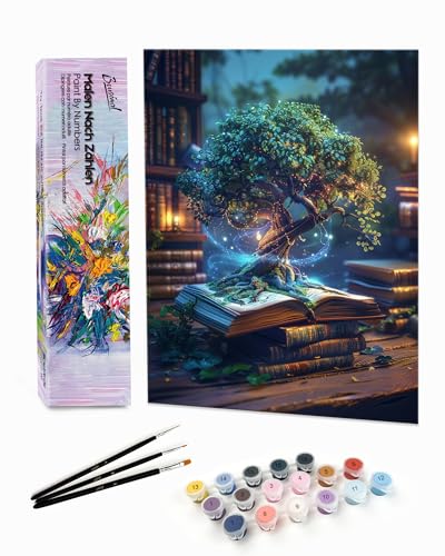 Bougimal Malen Nach Zahlen Erwachsene Landschaft Ohne Rahmen inklusive Pinsel und Acrylfarben - 28 x 35 cm, Baum Bougimal Malen Nach Zahlen Erwachsene Landschaft Ohne Rahmen inklusive Pinsel und Acrylfarben - 28 x 35 cm, Baum von Bougimal