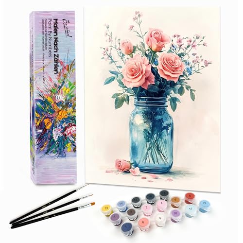 Bougimal Malen Nach Zahlen Erwachsene Landschaft Ohne Rahmen inklusive Pinsel und Acrylfarben - 28 x 35 cm, Blumen 3 Bougimal Malen Nach Zahlen Erwachsene Landschaft Ohne Rahmen inklusive Pinsel und Acrylfarben - 28 x 35 cm, Blumen 3 von Bougimal