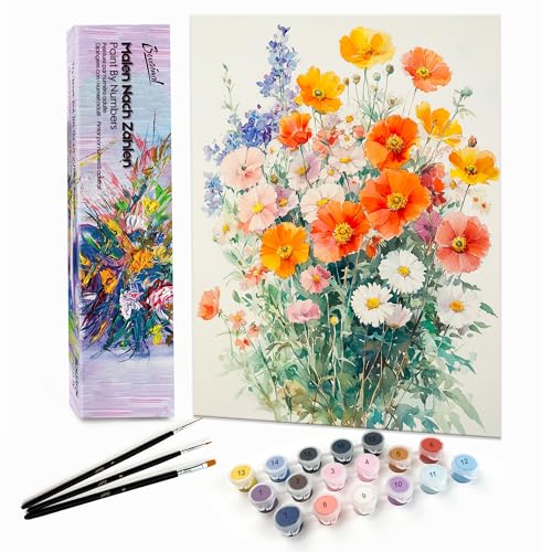 Bougimal Malen Nach Zahlen Erwachsene Landschaft Ohne Rahmen inklusive Pinsel und Acrylfarben - 28 x 35 cm, Blumen 4 Bougimal Malen Nach Zahlen Erwachsene Landschaft Ohne Rahmen inklusive Pinsel und Acrylfarben - 28 x 35 cm, Blumen 4 von Bougimal