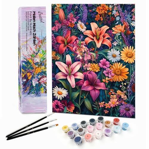 Bougimal Malen Nach Zahlen Erwachsene Landschaft Ohne Rahmen inklusive Pinsel und Acrylfarben - 28 x 35 cm, Blumen 6 Bougimal Malen Nach Zahlen Erwachsene Landschaft Ohne Rahmen inklusive Pinsel und Acrylfarben - 28 x 35 cm, Blumen 6 von Bougimal