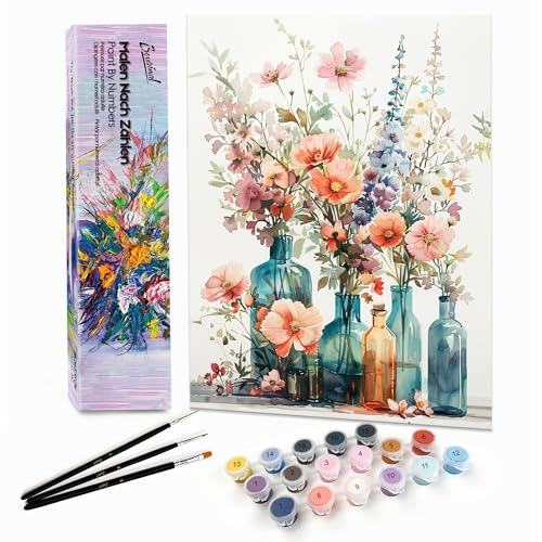 Bougimal Malen Nach Zahlen Erwachsene Landschaft Ohne Rahmen inklusive Pinsel und Acrylfarben - 28 x 35 cm, Blumen Bougimal Malen Nach Zahlen Erwachsene Landschaft Ohne Rahmen inklusive Pinsel und Acrylfarben - 28 x 35 cm, Blumen von Bougimal