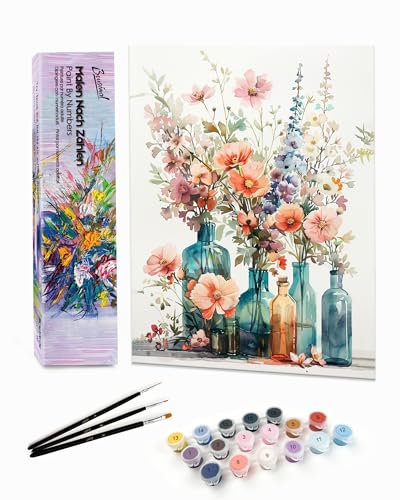 Bougimal Malen Nach Zahlen Erwachsene Landschaft Ohne Rahmen inklusive Pinsel und Acrylfarben - 28 x 35 cm, Bunte Blumen 3 Bougimal Malen Nach Zahlen Erwachsene Landschaft Ohne Rahmen inklusive Pinsel und Acrylfarben - 28 x 35 cm, Bunte Blumen 3 von Bougimal