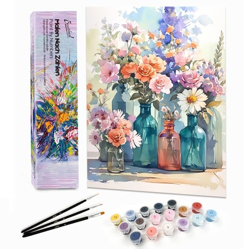 Bougimal Malen Nach Zahlen Erwachsene Landschaft Ohne Rahmen inklusive Pinsel und Acrylfarben - 28 x 35 cm, Bunte Blumen 9 Bougimal Malen Nach Zahlen Erwachsene Landschaft Ohne Rahmen inklusive Pinsel und Acrylfarben - 28 x 35 cm, Bunte Blumen 9 von Bougimal