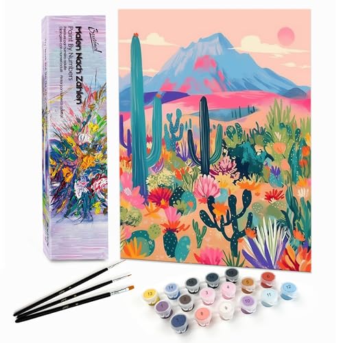 Bougimal Malen Nach Zahlen Erwachsene Landschaft Ohne Rahmen inklusive Pinsel und Acrylfarben - 28 x 35 cm, Bunte Wüste 1 Bougimal Malen Nach Zahlen Erwachsene Landschaft Ohne Rahmen inklusive Pinsel und Acrylfarben - 28 x 35 cm, Bunte Wüste 1 von Bougimal
