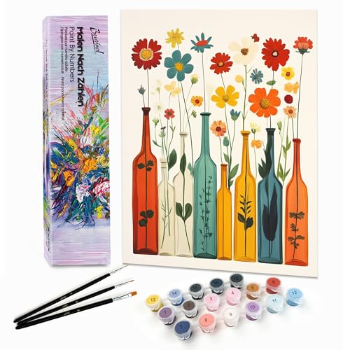 Bougimal Malen Nach Zahlen Erwachsene Landschaft Ohne Rahmen inklusive Pinsel und Acrylfarben - 28 x 35 cm, Dekorative Blume 3 Bougimal Malen Nach Zahlen Erwachsene Landschaft Ohne Rahmen inklusive Pinsel und Acrylfarben - 28 x 35 cm, Dekorative Blume 3 von Bougimal