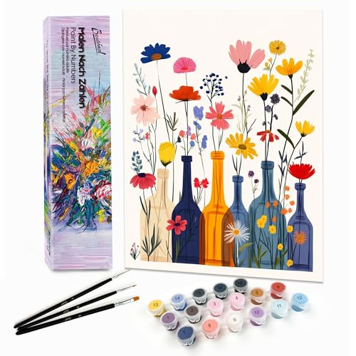 Bougimal Malen Nach Zahlen Erwachsene Landschaft Ohne Rahmen inklusive Pinsel und Acrylfarben - 28 x 35 cm, Dekorative Blume 4 Bougimal Malen Nach Zahlen Erwachsene Landschaft Ohne Rahmen inklusive Pinsel und Acrylfarben - 28 x 35 cm, Dekorative Blume 4 von Bougimal