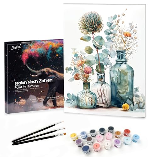 Bougimal Malen Nach Zahlen Erwachsene Landschaft mit Rahmen inklusive Pinsel und Acrylfarben - 28 x 35 cm, Blumen 3 Bougimal Malen Nach Zahlen Erwachsene Landschaft mit Rahmen inklusive Pinsel und Acrylfarben - 28 x 35 cm, Blumen 3 von Bougimal