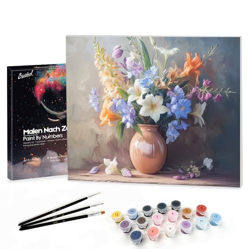 Bougimal Malen Nach Zahlen Erwachsene Landschaft mit Rahmen inklusive Pinsel und Acrylfarben - 28 x 35 cm, Bunte Blumen 10 Bougimal Malen Nach Zahlen Erwachsene Landschaft mit Rahmen inklusive Pinsel und Acrylfarben - 28 x 35 cm, Bunte Blumen 10 von Bougimal