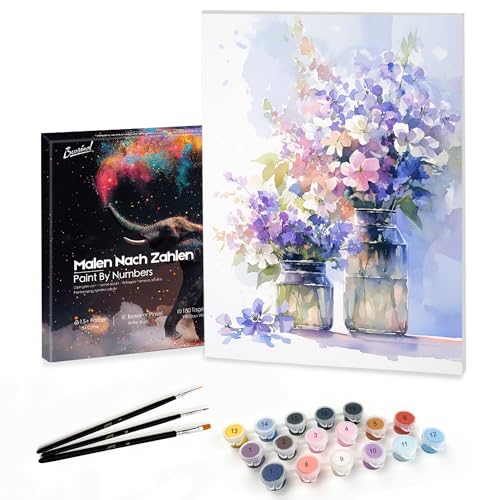 Bougimal Malen Nach Zahlen Erwachsene Landschaft mit Rahmen inklusive Pinsel und Acrylfarben - 28 x 35 cm, Bunte Blumen 11 Bougimal Malen Nach Zahlen Erwachsene Landschaft mit Rahmen inklusive Pinsel und Acrylfarben - 28 x 35 cm, Bunte Blumen 11 von Bougimal