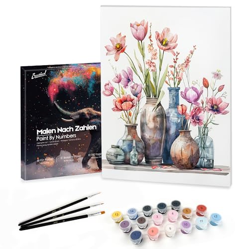 Bougimal Malen Nach Zahlen Erwachsene Landschaft mit Rahmen inklusive Pinsel und Acrylfarben - 28 x 35 cm, Bunte Blumen 13 Bougimal Malen Nach Zahlen Erwachsene Landschaft mit Rahmen inklusive Pinsel und Acrylfarben - 28 x 35 cm, Bunte Blumen 13 von Bougimal