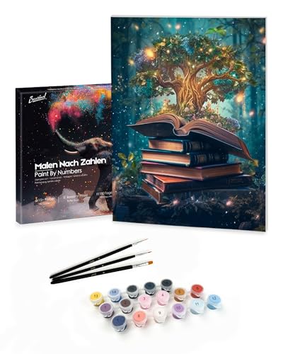 Bougimal Malen Nach Zahlen Erwachsene Landschaft mit Rahmen inklusive Pinsel und Acrylfarben - 28 x 35 cm, Zauberbaum Bougimal Malen Nach Zahlen Erwachsene Landschaft mit Rahmen inklusive Pinsel und Acrylfarben - 28 x 35 cm, Zauberbaum von Bougimal