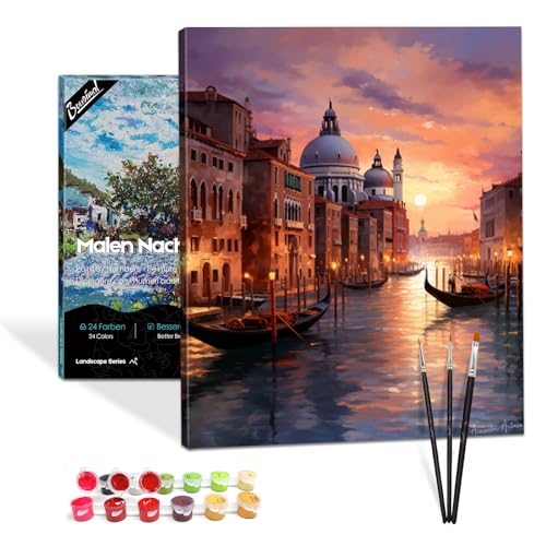 Bougimal Malen Nach Zahlen Erwachsene Landschaft mit Rahmen inklusive Pinsel und Acrylfarben - 40 x 50 cm, Wasserstadt 1 Bougimal Malen Nach Zahlen Erwachsene Landschaft mit Rahmen inklusive Pinsel und Acrylfarben - 40 x 50 cm, Wasserstadt 1 von Bougimal
