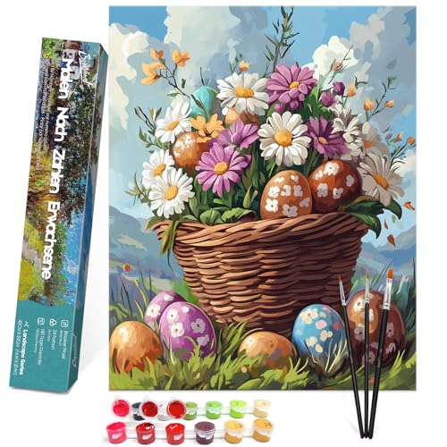 Bougimal Malen Nach Zahlen Erwachsene Ostern Landschaft Ohen Rahmen inklusive Pinsel und Acrylfarben - 40 x 50 cm, Osterei 2 Bougimal Malen Nach Zahlen Erwachsene Ostern Landschaft Ohen Rahmen inklusive Pinsel und Acrylfarben - 40 x 50 cm, Osterei 2 von Bougimal
