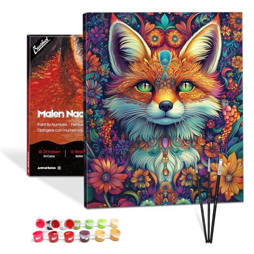 Bougimal Malen Nach Zahlen Erwachsene Tier Mit Rahmen inklusive Pinsel und Acrylfarben - 40 x 50 cm, Fuchs Bougimal Malen Nach Zahlen Erwachsene Tier Mit Rahmen inklusive Pinsel und Acrylfarben - 40 x 50 cm, Fuchs von Bougimal