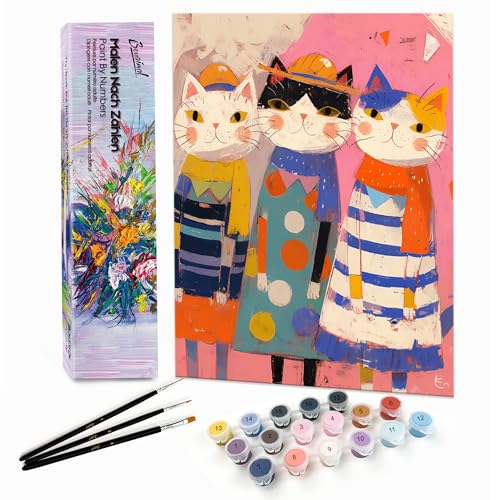 Bougimal Malen Nach Zahlen Erwachsene Tier Ohne Rahmen inklusive Pinsel und Acrylfarben - 28 x 35 cm, Katze 4 Bougimal Malen Nach Zahlen Erwachsene Tier Ohne Rahmen inklusive Pinsel und Acrylfarben - 28 x 35 cm, Katze 4 von Bougimal