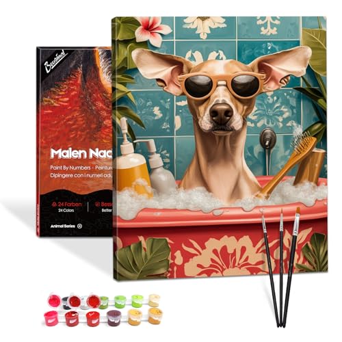 Bougimal Malen Nach Zahlen Erwachsene Tiere Mit Rahmen inklusive Pinsel und Acrylfarben - 40 x 50 cm, Bäuchendes Welpe Bougimal Malen Nach Zahlen Erwachsene Tiere Mit Rahmen inklusive Pinsel und Acrylfarben - 40 x 50 cm, Bäuchendes Welpe von Bougimal