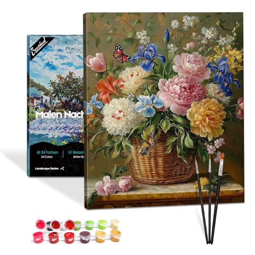 Bougimal Malen Nach Zahlen Erwachsene Tiere Mit Rahmen inklusive Pinsel und Acrylfarben - 40 x 50 cm, Blumenkorb Bougimal Malen Nach Zahlen Erwachsene Tiere Mit Rahmen inklusive Pinsel und Acrylfarben - 40 x 50 cm, Blumenkorb von Bougimal