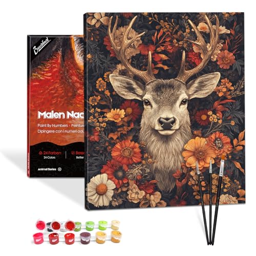 Bougimal Malen Nach Zahlen Erwachsene Tiere Mit Rahmen inklusive Pinsel und Acrylfarben - 40 x 50 cm, Hirsch 4 Bougimal Malen Nach Zahlen Erwachsene Tiere Mit Rahmen inklusive Pinsel und Acrylfarben - 40 x 50 cm, Hirsch 4 von Bougimal